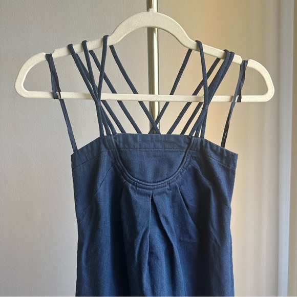 NWOT Vintage Armani Exchange Strappy Dark Wash Denim Mini Dress w/ Pockets - Picture 5 of 10